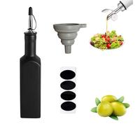 mumisuto Olive Oil Dispenser Bottle, Opaque Cruet Reduces Oxidation, Ceramic Olive Oil Dispenser Bottle Suitable for Oil, Vinegar, Soy Sauce, Coffee Syrup, Liquids (Black, 300ml Square)
