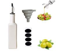 mumisuto Olive Oil Dispenser Bottle, Opaque Cruet Reduces Oxidation, Ceramic Olive Oil Dispenser Bottle Suitable for Oil, Vinegar, Soy Sauce, Coffee Syrup, Liquids (White, 300ml Square)