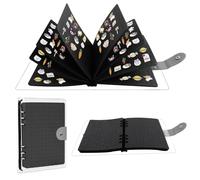 mumisuto Pin Badge Display, 8 Pages Felt Enamel Brooch Display Holds Up to 350 Pins, Waterproof Brooch Collection Storage Holder with PVC Cover Page-flip Travel Brooch Pin Display Storage (Black)