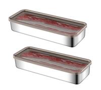 mumisuto Refrigerator Organizer Bins,Food Storage Container with Lids for Fruit, Vegetables, Bacon Meat Cheese Keeper Marinade Tray, Stackable Freezer Storage Containers (26.5 * 10 * 4.6cm)