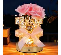 mumisuto Rose Crystal Night Light, Rechargeable Wireless Table Lamp, 3 Colours Small Night Light Gift for Christmas, Valentine's Day, Mother's Day