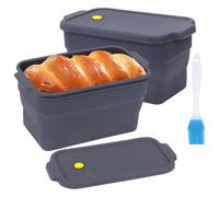 mumisuto Silicone Loaf Tin,Non Stick Silicone Bread Pan with Lid and Brush,Rectangle Baking Trays Moulds,Reusable Bakeware Cake Moulds for Homemade Breads, Cakes, Brownies, BPA Free & Oven Safe (2)