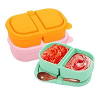 mumisuto Silicone Reusable Snack Containers with Lids,Double Compartment Snack Boxes,Salad Dressing Sauce Seasoning Container, Small Mini Food Dip Container Boxs for Travel, Office, Picnic