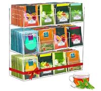 mumisuto Tea Bag Storage Organiser Acrylic Box 3 Tier 216 Bags | Tea Bag Tidy Organiser 12 Compartments 216 Tea Bags Acrylic Transparent BPA-free No Install Coffee Capsules Spices