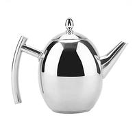 mumisuto Tea Pot with Filter, 1000ML Stainless Steel Metal Teapot, Polished Coffee Pot Kettle, Tea Pot Infusers for Loose Tea with Removable Mesh Strainer Suitable for Home, Office, Cafe