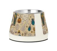 Mummies and Halloween Elements Feed Dog Bowl with Stand Stainless Steel Cats Basic Bowls for Slow Whisker Friendly