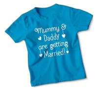 Mummy and Daddy are Getting Married Kids T Shirt Wedding Announcement Tee for Boys Girls Engagement Photo Prop 5-6 Years Azure Blue