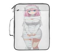 Mummy Anime Bandage Girl File Folder Organizer 7 Pockets A4 Letter Size with Zipper Closure for Office Folders for Documents