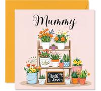 Mummy Mothers Day Card - Flowers With Love - Happy Birthday Card for Mummy from Son Daughter, 145mm Floral Birthday Greeting Cards