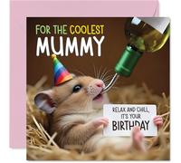 Mummy Birthday Card - Ham-somely - Happy Birthday Card for Mummy from Son Daughter, 145mm Hamster Bday Greeting Cards