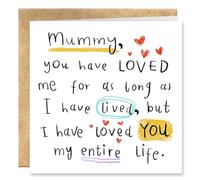 Mummy Birthday Card, Happy Birthday Mummy Card for Mam | Christmas' Gift | First Mother's Day Keepsake Gift with Envelope, Gifts for Mummy from Kids, Loved You My Entire Life