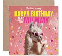 Mummy Birthday Card - Llam-azing Cake - Happy Birthday Card for Mummy from Son Daughter, 145mm funny llama Bday Greeting Cards