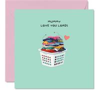 Mummy Birthday Card - Love You Loads - Happy Mother's Day Card for Mummy Mum from Son Daughter, 145mm Funny Humour Pun Bday Greeting Cards