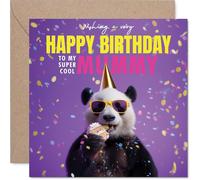 Mummy Birthday Card - Pandastic Cake - Happy Birthday Card for Mummy from Son Daughter, 145mm funny panda Bday Greeting Cards