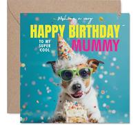 Mummy Birthday Card - Pawsome Cake - Happy Birthday Card for Mummy from Son Daughter, 145mm cool dog Bday Greeting Cards