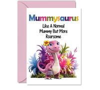 Mummy Mothers Day Card - Roarsome Mummysaurus - Happy Birthday Card for Mummy Mum from Son Daughter, A5 Dinosaur Bday Greeting Cards