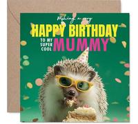 Mummy Birthday Card - Spike-tacular Cake - Happy Birthday Card for Mummy from Son Daughter, 145mm funny hedgehog Bday Greeting Cards