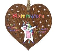 Mummy Birthday Gift for Her - Mummycorn - Wooden Heart Plaques, Dark Wood Sign Keepsake, Funny Mum Happy Birthday Plaque Mum Gifts Unicorn Awesome Mummy Present from Son or Daughter