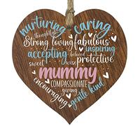 Mummy Birthday Gifts Wooden Heart Plaque, Dark Wood Sign, Mothers Day Gifts for Her, Worlds Best Mummy Hanging Wood Heart, Mummy Mother, Presents For Mummy on Her Birthday