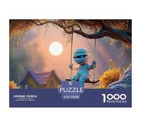 Mummy Boy Playing on A Swing 1000 Piece Premium Cardstock Jigsaw Puzzles Cute Mummy Vibrant Imagery Educational Toys Puzzles As Home Decoration52x38cm/1000pcs