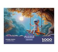 Mummy Boy Playing on A Swing 1000 Piece Premium Cardstock Jigsaw Puzzles Whimsical Mummy Vibrant Imagery Educational Toys Jigsaws As Home Decoration70x50cm/1000pcs