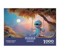 Mummy Boy Playing on A Swing 1000 Piece Sturdy Cardboard Jigsaw Puzzles Cute Mummy Vibrant Imagery Creative Game Jigsaws As Home Decoration70x50cm/1000pcs