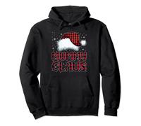 Mummy Claus Merry Christmas Buffalo Plaid Red Santa Hat Pullover Hoodie