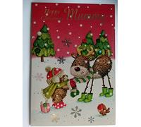 Mummy Cute Bear Reindeer Robin Tree Presents & Button Design Christmas Card