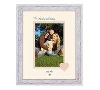 Mummy & Daddy Photo Frame Portrait Mummy & Daddy and Me 6x4 Double Mounted 1004F Quality Gift (Shabby Chic Frame Cream Mount Beige Inside)