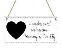 Mummy & Daddy to Be Baby Countdown Chalkboard Plaque - Pregnancy Count Down New Mum and Dad Gift Sign (W1)