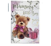Mummy from Your Little Boy Bear & Present Design Birthday Card Lovely Verse