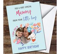 Mummy from Your Little Boy Son Photo Cute Flowers Personalised Birthday Card | Birthday Card | Design Birthday Card