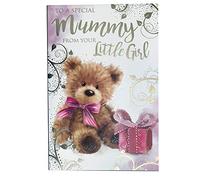 Mummy from Your Little Girl Bear & Present Design Birthday Card Lovely Verse