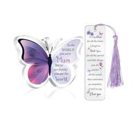 Mummy Gifts for Women Acrylic Plaque Bookmark Set Birthday Gifts for Mom Personalised Butterfly Keepsake Bookmarker Mothers Day Christmas Gifts for Her from Daughter Son Mum You are The World