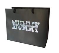 Mummy Happy Birthday Gift Bag - Holographic Glitter Gift Wrap Bag with Rope Handles and Tissue Paper (Medium)