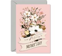 Mummy Mothers Day Card - For Everything - Happy Mothers Day Card for Mummy from Son Daughter, A5 Elegant Floral Bouquet Bday Greeting Cards