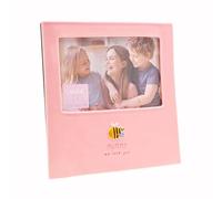 Mummy Photo Frame 4x6 Keepsake - Picture Frame Family Home Decor - Mum Gift We Love You Bee Design - Pink Embossed Ceramic Photo Holder - Freestanding Landscape Display