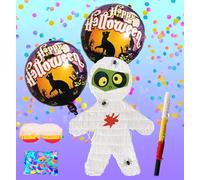 Mummy Pinatas, Perfect for Halloween Parties, Halloween Party Decorations, October Birthday celebrations includes Busterstick, Blindfold, Confetti and 2 Happy Halloween Ballons