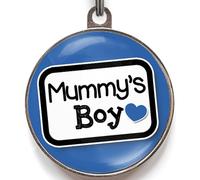 Mummy’s Boy Dog Tag - Add Your Info to The Back - 36 Colour Options - Funny Pet ID Tag for Dogs - 2 Sizes - Cute Metal Tag with Resin Dome