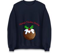Mummy’s Christmas Pudding Jumper, Funny Pregnancy Xmas Outfit For Expecting Mum, Adorable Maternity, Festive Baby Bump Clothing, Cute Expectant Mother Sweatshirt Navy