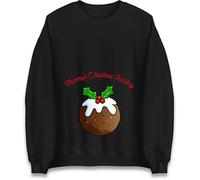 Mummy’s Christmas Pudding Jumper, Funny Pregnancy Xmas Outfit For Expecting Mum, Adorable Maternity, Festive Baby Bump Clothing, Cute Expectant Mother Sweatshirt Black