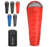 Mummy Shaped Sleeping Bag - Lightweight & Waterproof for Outdoor Use - 7.22 ft × 2.79 ft Compact Sleeping Gear with Hood for Adults - Perfect for Travel, Trekking - Red