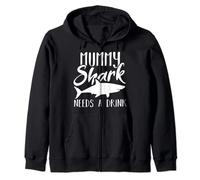 Mummy Shark Needs A Drink Funny Sharks Graphic Gift Zip Hoodie