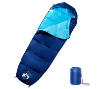 Mummy Sleeping Bag Navy/Blue 222x74cm Lightweight 1kg Polyester PP 3-Season Hood
