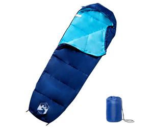 Mummy Sleeping Bag Navy/Blue 222x74cm Lightweight 1kg Polyester PP 3-Season Hood