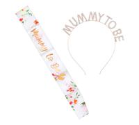 Mummy to Be Sash - Green Foliage Twinkle Rose Gold Jungle Mummy to be Sash & Rhinestone Tiara Crown Headband for Baby Shower Party Decorations