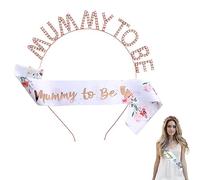 Mummy to Be Sash, Rhinestone Tiara Crown Headband and Badge Party Decoration Party Supplies Maternity Favour Gifts Baby Shower Gifts (A Set of Hair Bands and Shoulder Straps)