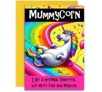 Mummycorn Birthday Card - Funny Unicorn Happy Birthday Card for Mummy from kids. A5 with Yellow Envelope - Designed and Printed in the UK