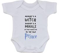 MUMMYS A WITCH DADDYS A MUGGLE SO THAT MAKES ME THE HALF BLOOD PRINCE FULL COLOR FUNNY SUBLIMATION WHITE BABY VEST (0 to 3 month vest)