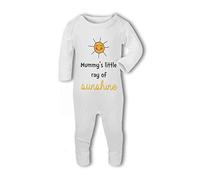Mummys Little Ray of Sunshine with Cartoon Sun Cute - Baby Romper Suit, 0-3 Months